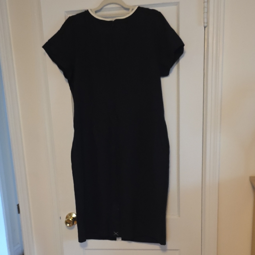 NWT Talbots Black Midi Dress with White Trim - Picture 2 of 5
